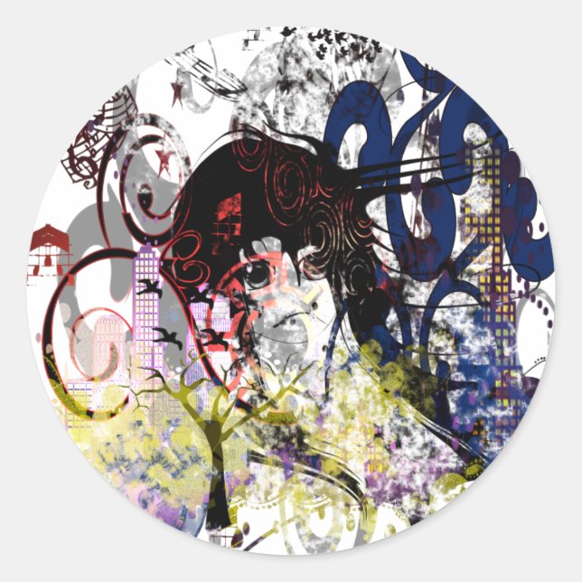 Anime Girls Classic Round Sticker (Front)