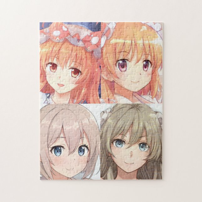 Anime girls cute ginger and brown hair  jigsaw puzzle (Vertical)
