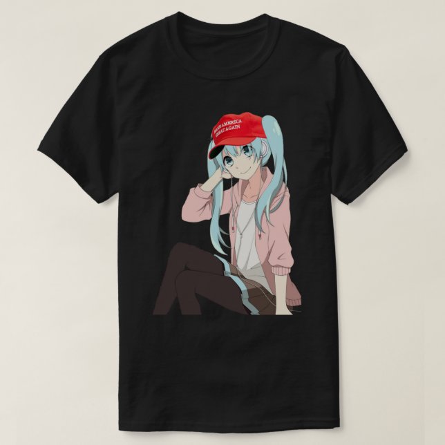 Anime Girls For Trump Waifu MEME Sticker T-Shirt (Design Front)