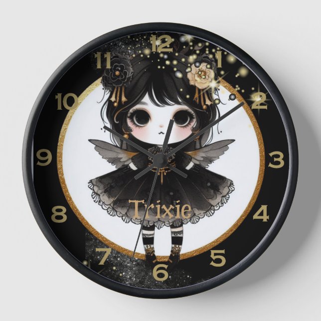 Anime Girls Goth Cute Custom Decor Gift Kawaii Clock (Front)