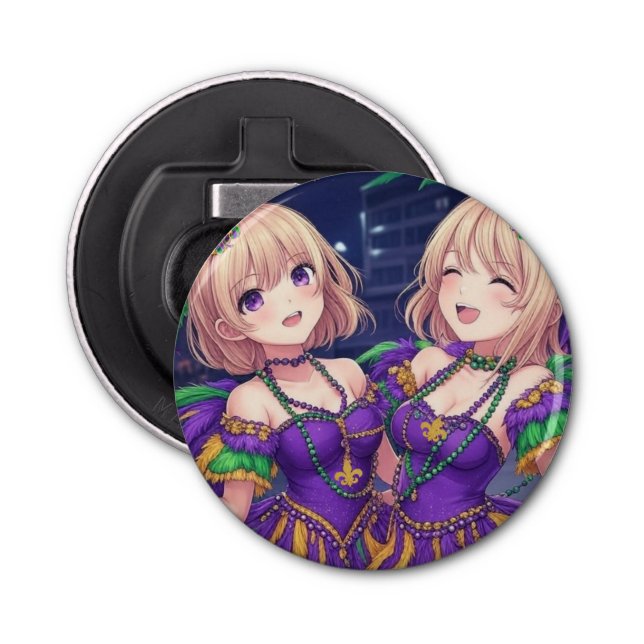 Anime Girls Mardi Gras  Bottle Opener (Front)