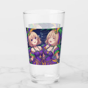 Anime Girls Mardi Gras Glass