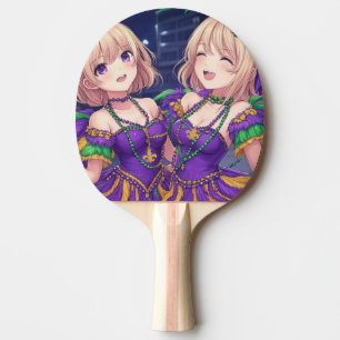 Anime Girls Mardi Gras  Ping Pong Paddle