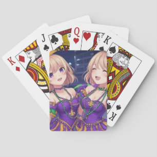 Anime Girls Mardi Gras  Playing Cards