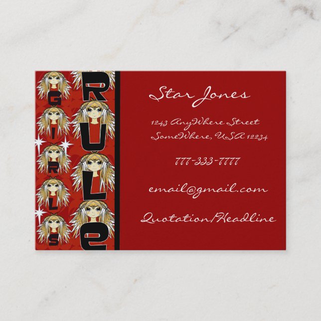 Anime Girls Rule Business Card (Front)