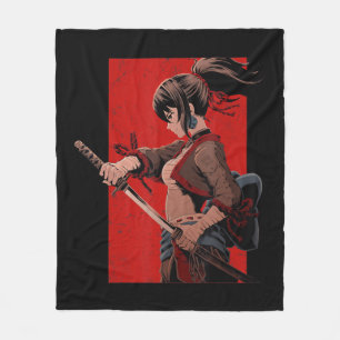 Anime Girls Teens Samurai Waifu Japanese Otaku Kaw Fleece Blanket