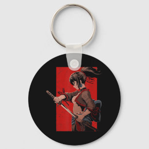 Anime Girls Teens Samurai Waifu Japanese Otaku Kaw Key Ring
