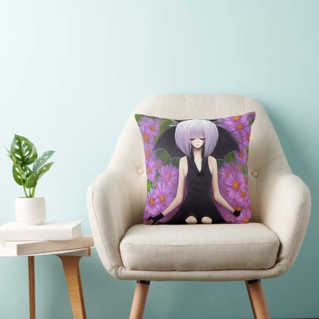 Anime Goth Bat Girl Cushion (Chair)