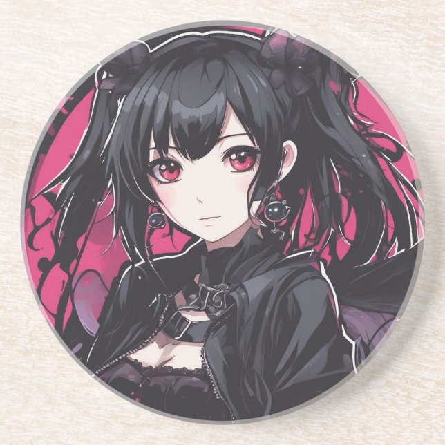 Anime Goth Girl Fantasy Art Coaster (Front)