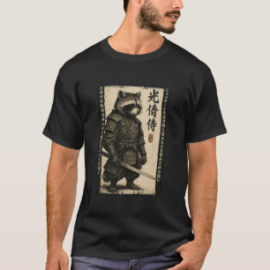 Anime Graphic for Men, Japanese Samurai Raccoon T-Shirt