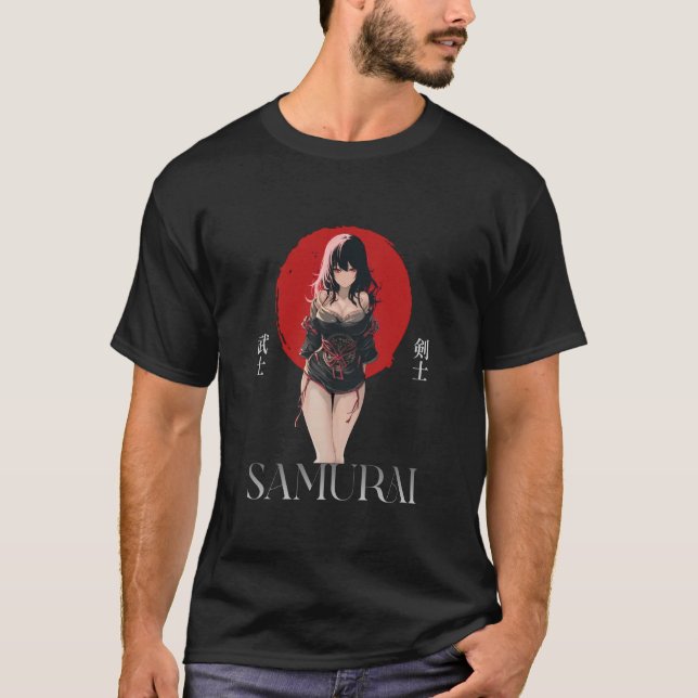 Anime Grunge Waifu Samurai Emo Japanese Anime Girl T-Shirt (Front)