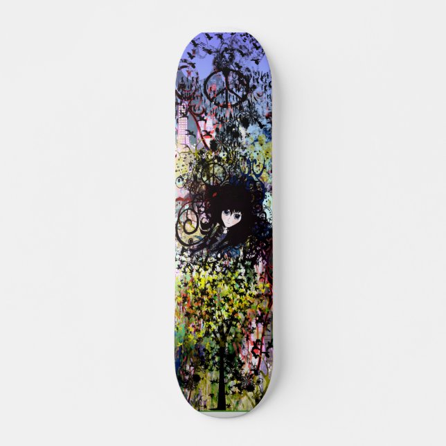 Anime Grunged City Skateboard (Front)