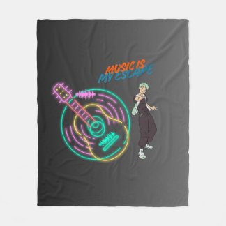 Anime Guitar Vibes Blanket – Music Lover Cozy Art 