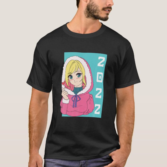 Anime Happy New Year 2022 Anime Girl Japanese Mang T-Shirt (Front)