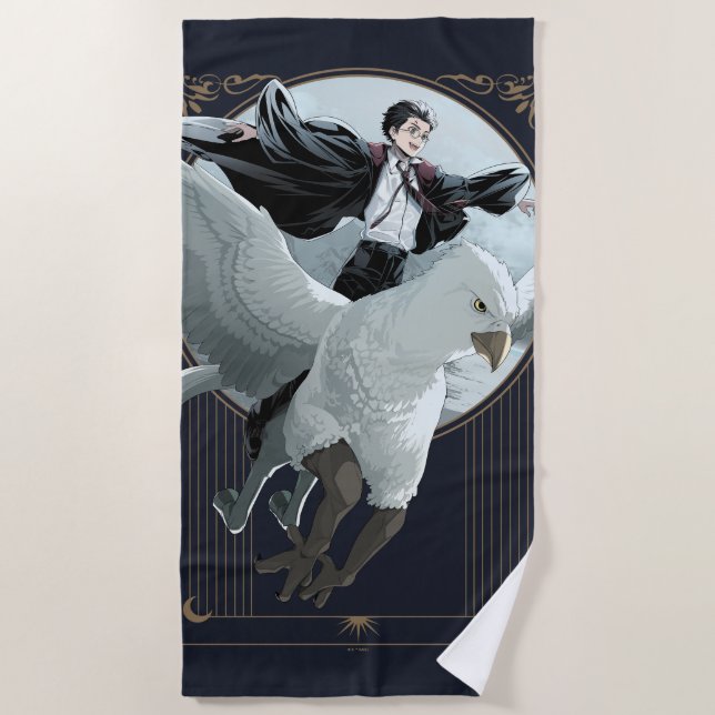 Anime HARRY POTTER™ Flight with Buckbeak Beach Towel (Front)