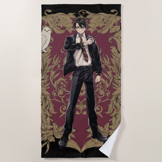 Anime HARRY POTTER™ Ornate Frame Beach Towel (Front)