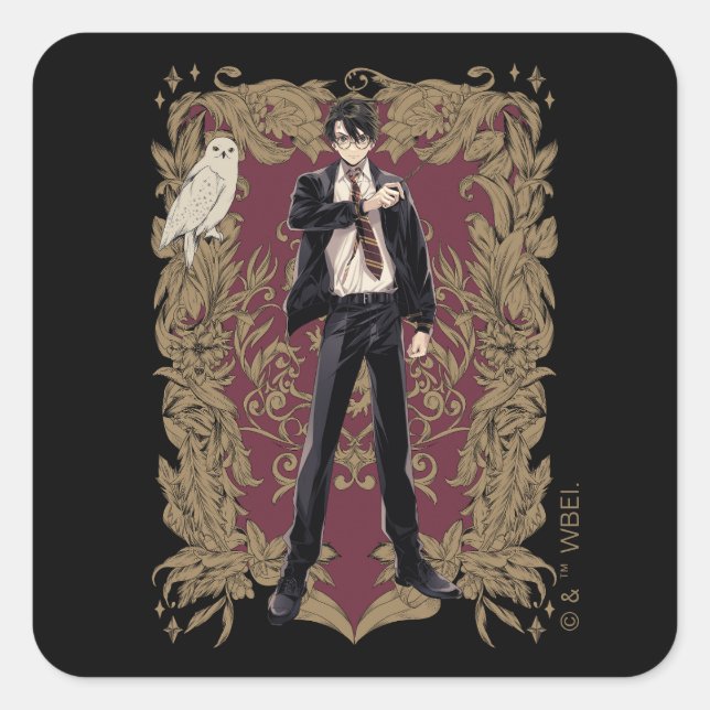 Anime HARRY POTTER™ Ornate Frame Square Sticker (Front)