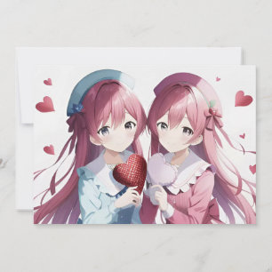 Anime hearts Valentine's Day Holiday Card