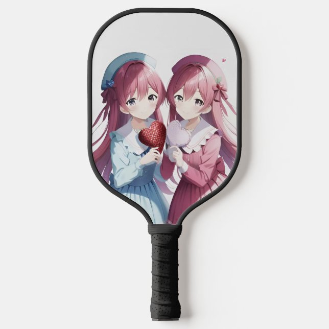 Anime hearts Valentine's Day Pickleball Paddle (Front)