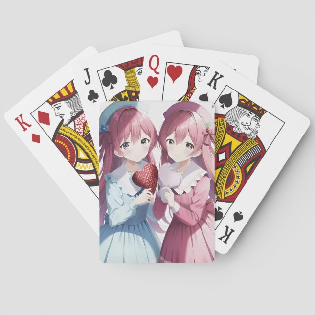 Anime hearts Valentine's  Playing Cards (Back)