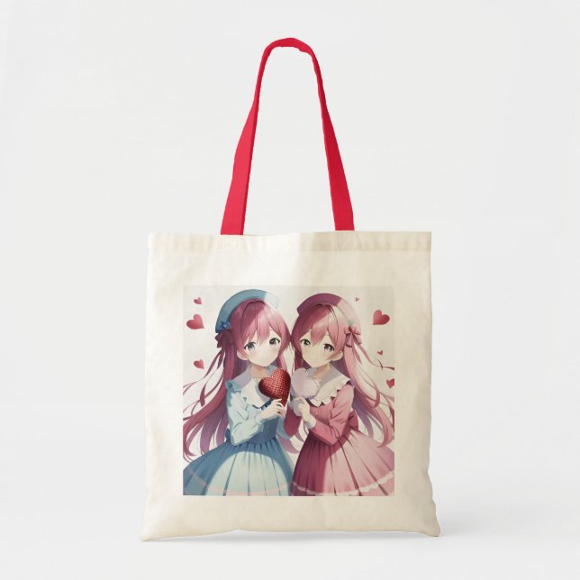 Anime hearts Valentine's Tote Bag (Front)