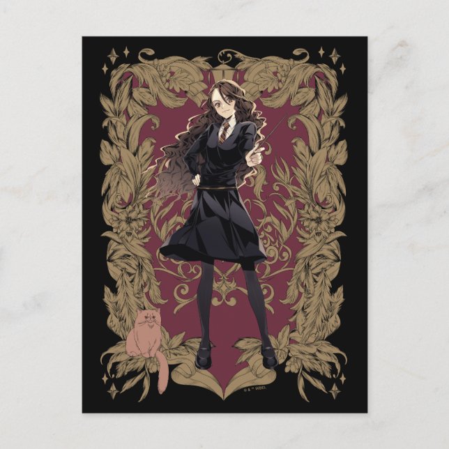 Anime Hermione Granger Ornate Frame Postcard (Front)