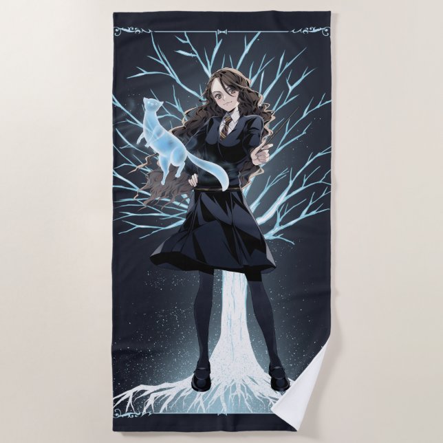Anime Hermione Granger's Otter Patronus Beach Towel (Front)