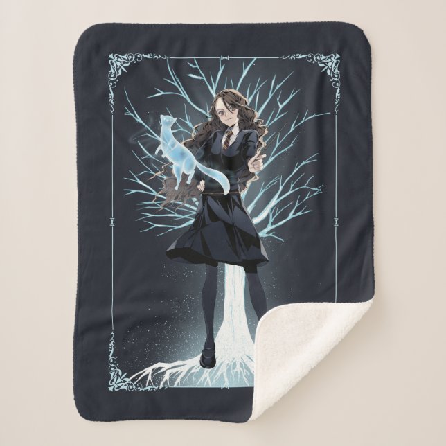 Anime Hermione Granger's Otter Patronus Sherpa Blanket (Front)