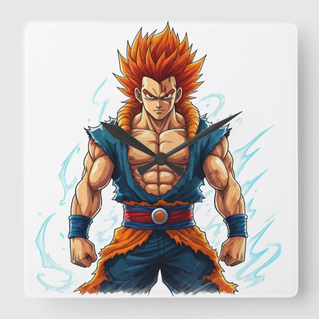 anime hero otaku weeb decal merch square wall clock (Front)