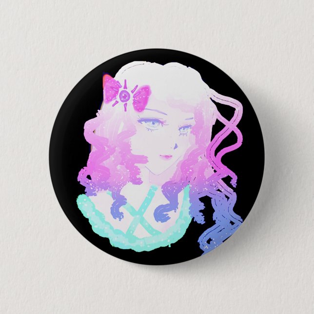 Anime  Hipster Kawaii Pastel Creepy Cute Girl 6 Cm Round Badge (Front)