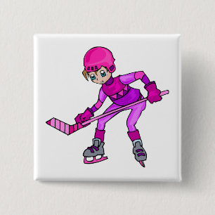 Anime Hockey Girl 15 Cm Square Badge