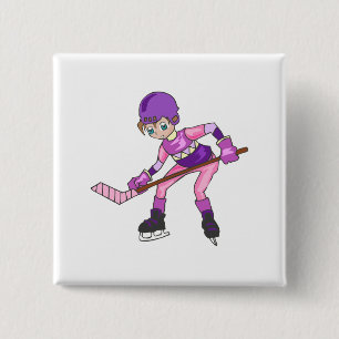 Anime Hockey Girl 15 Cm Square Badge