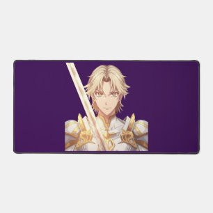Anime Holy Knight Golden Sword Gaming Desk Mat