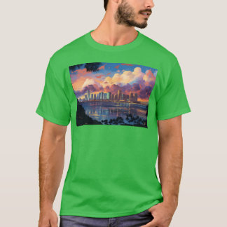 Anime Honolulu A Vibrant Anime Inspired Skyline vi T-Shirt