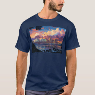 Anime Honolulu A Vibrant Anime Inspired Skyline vi T-Shirt