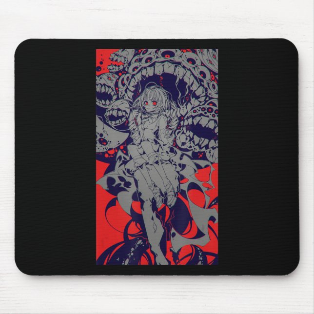 Anime Horror Aesthetic Scary Creepy Girl Japanese  Mouse Mat (Front)