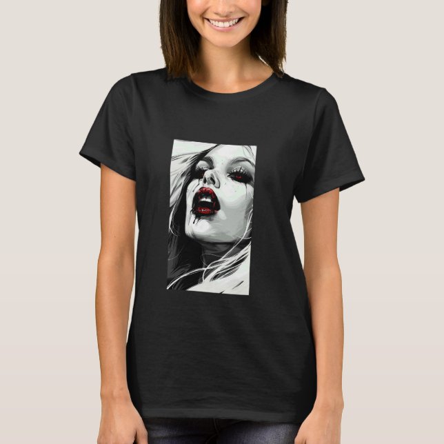 Anime Horror Girl Aesthetic I Waifu Japanese Otaku T-Shirt (Front)
