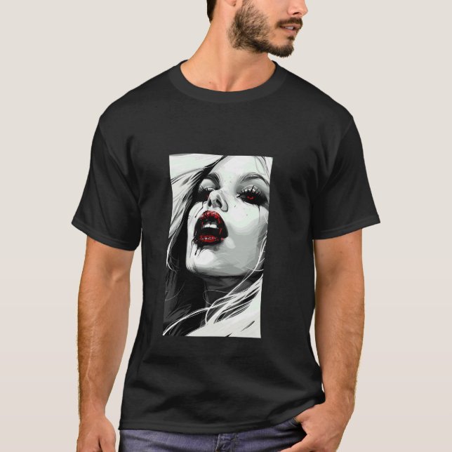 Anime Horror Girl Aesthetic I Waifu Japanese Otaku T-Shirt (Front)