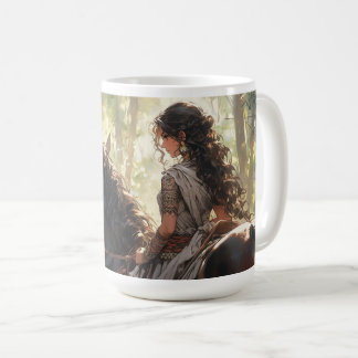 Anime horseback ride in the woods coffee mug