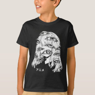 Anime in Japanese Characters Kawaii Eyes Face T-Shirt