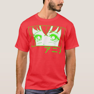 Anime in Japanese, manga motif, face green series  T-Shirt