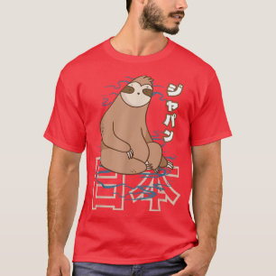 Anime Japan Retro Grunge Otaku Kanji Sloth T-Shirt