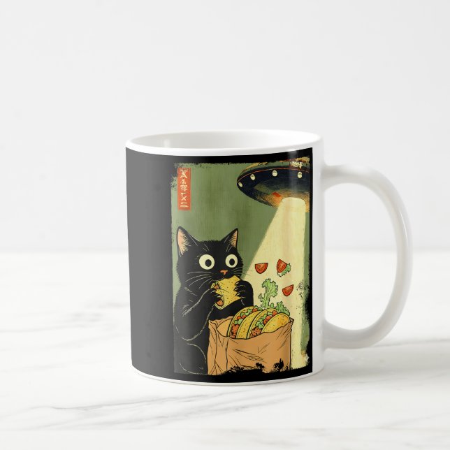 Anime Japanese Cat UFO Tacos Lover Coffee Mug (Right)