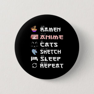 Anime japanese ramen sketching cat Anime Lover Gir 6 Cm Round Badge