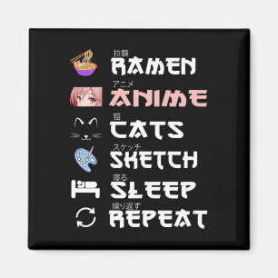 Anime japanese ramen sketching cat Anime Lover Gir Magnet