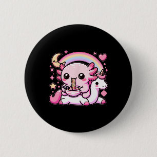 Anime Kawaii Axolotl Eating Ramen Noodles Kids Tee 6 Cm Round Badge
