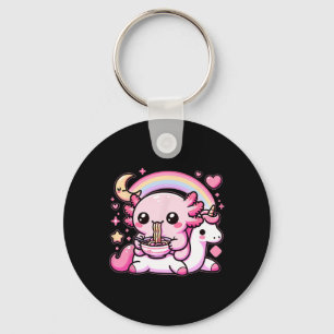 Anime Kawaii Axolotl Eating Ramen Noodles Kids Tee Key Ring