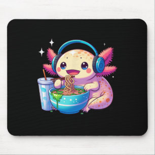 Anime Kawaii Axolotl Eating Ramen Noodles Kids Tee Mouse Mat