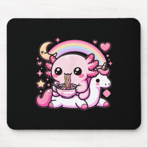 Anime Kawaii Axolotl Eating Ramen Noodles Kids Tee Mouse Mat