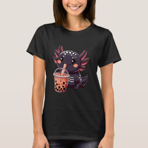 Anime Kawaii Black Melanoid Axolotl Bubble Boba Te T-Shirt
